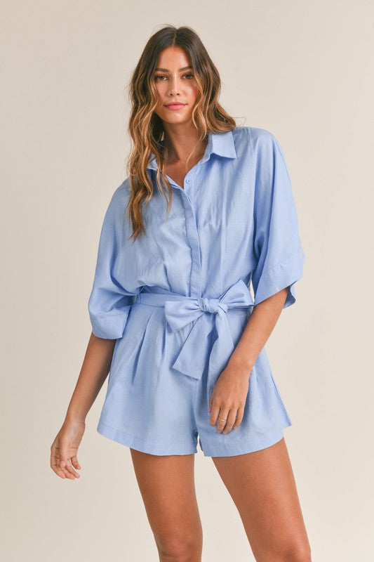 Blue Button Down Romper from Southern Sunday