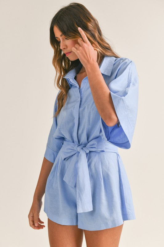 Blue Button Down Romper from Southern Sunday