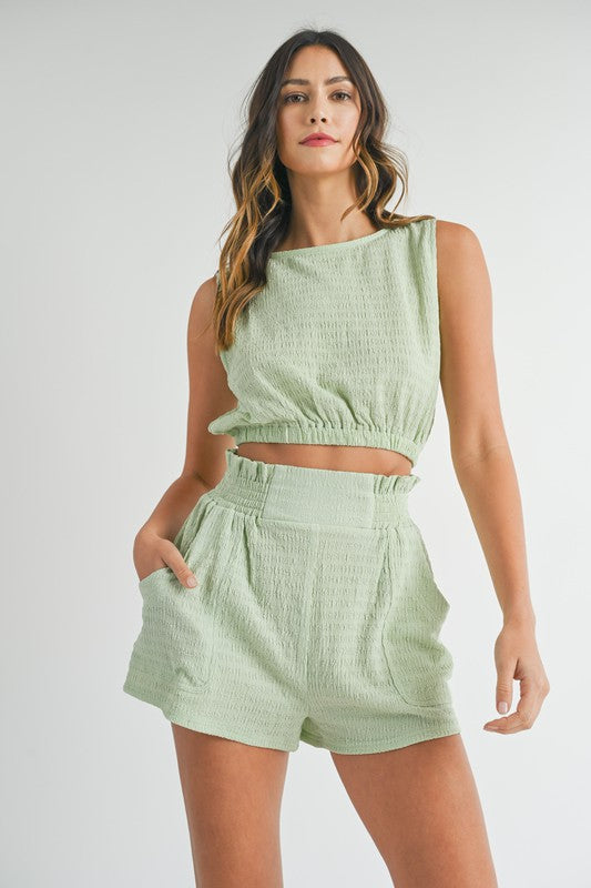 Sage Crop and Shorts Set from Southern Sunday