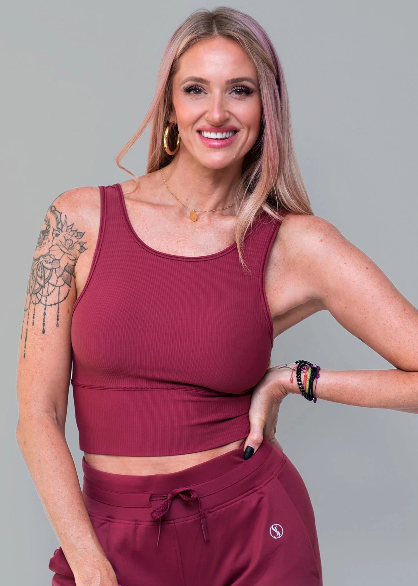 Maroon Ribbed Crop Top from Southern Sunday