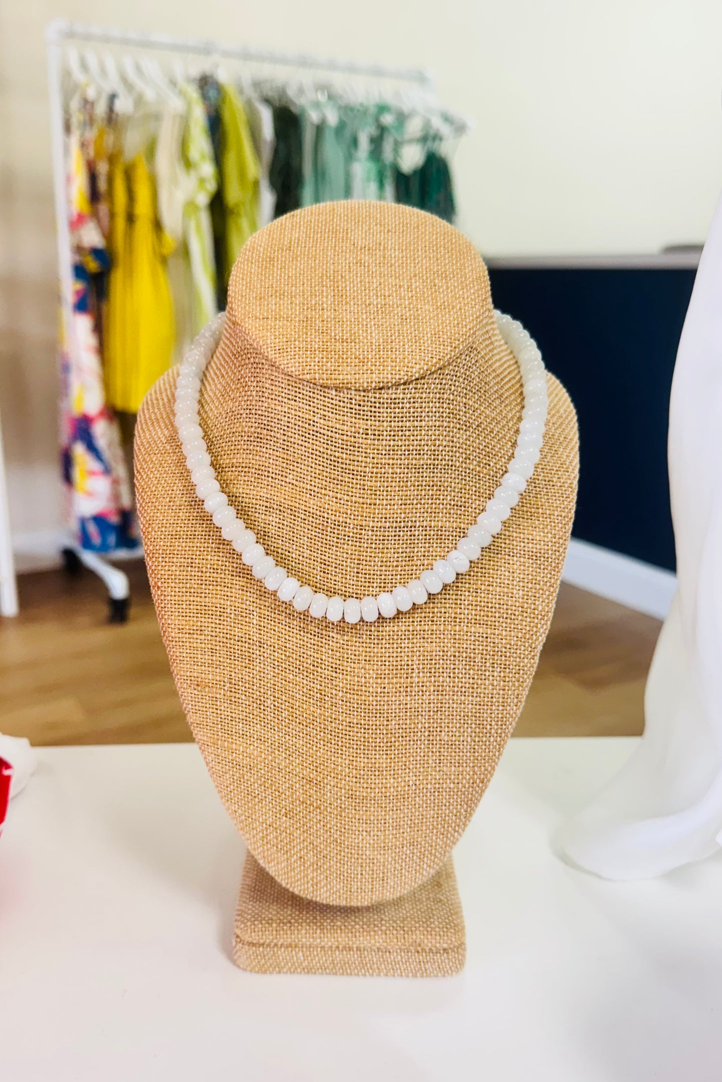 Light Blue Beaded Gemstone Necklace by Southern Marc Designs for Southern Sunday Boutique in Naples, FL