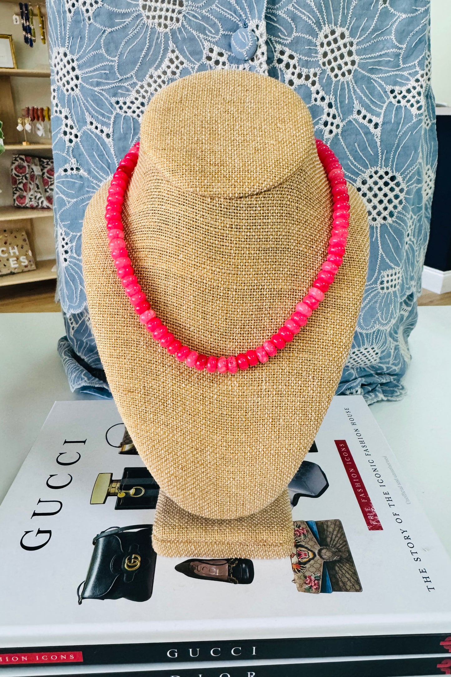 Raspberry Beaded Layering Necklace by Southern Marc Designs from Southern Sunday Boutique in Naples, FL