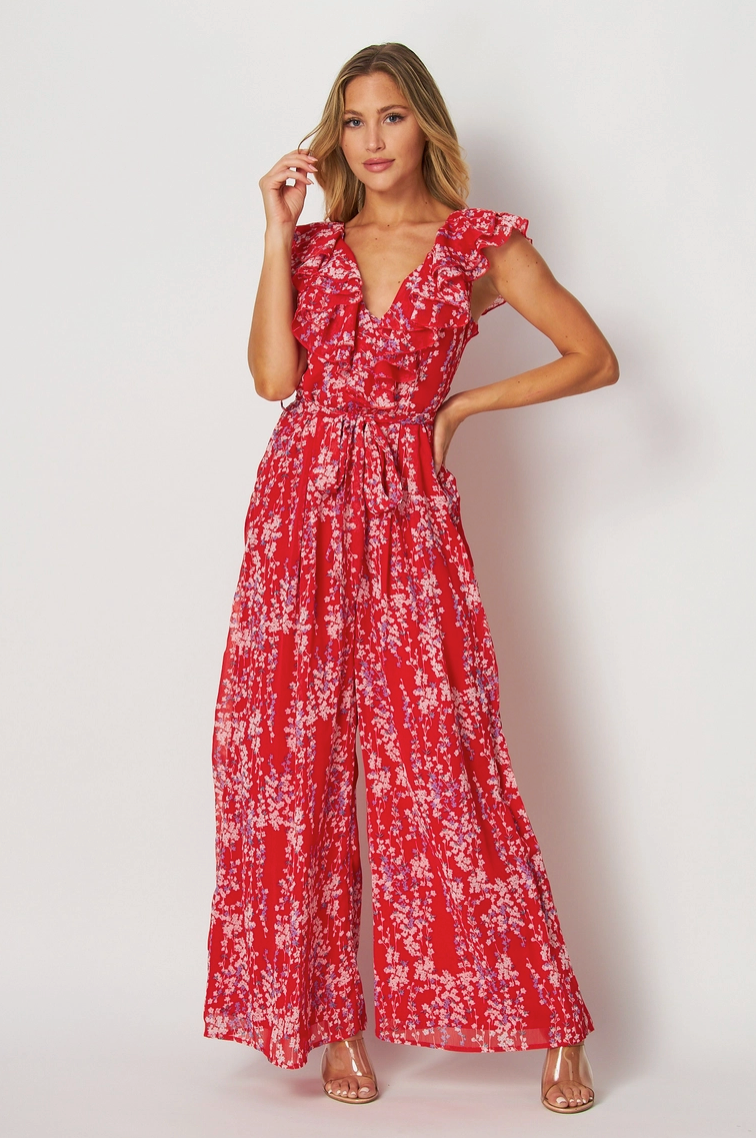 Red Floral Jumpsuit from Southern Sunday
