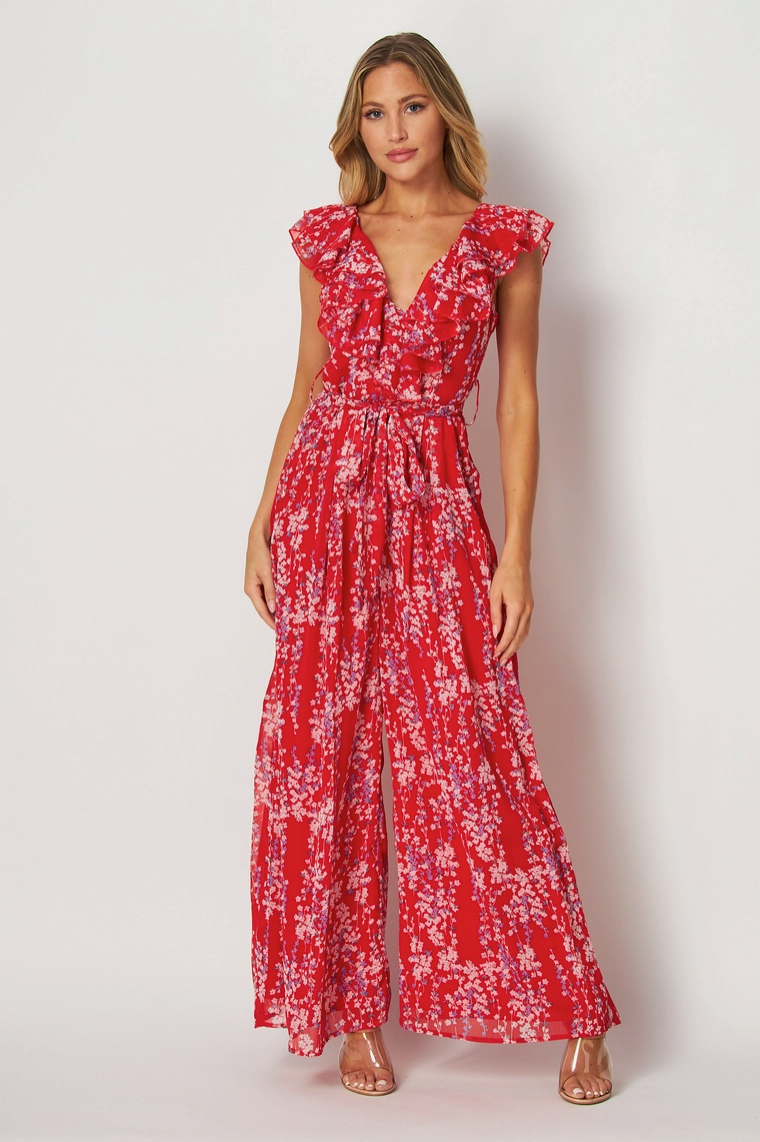 Red Floral Jumpsuit from Southern Sunday