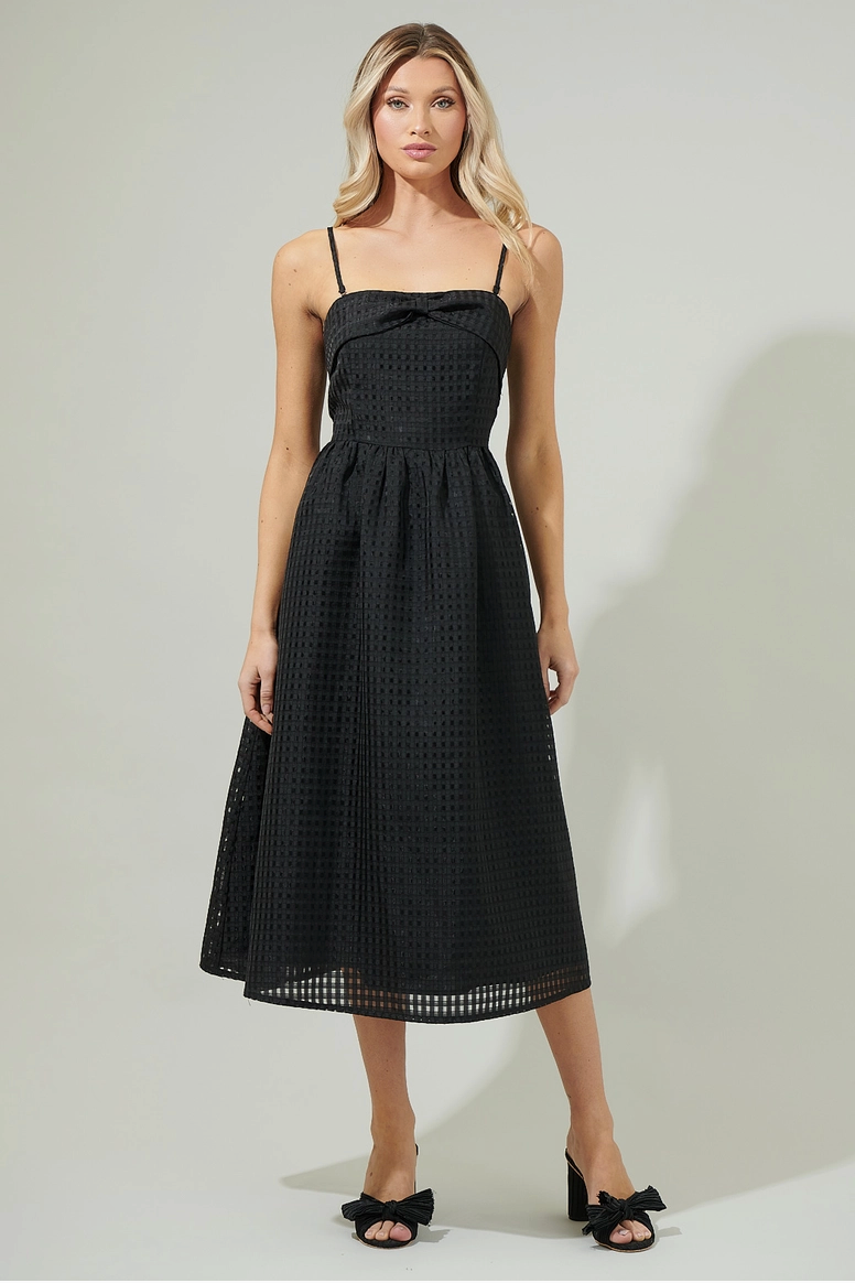 Black Windowpane Midi Dress Strapless Party Dress Southern Sunday Black Windowpane Midi Dress Strapless Party Dress Southern Sunday