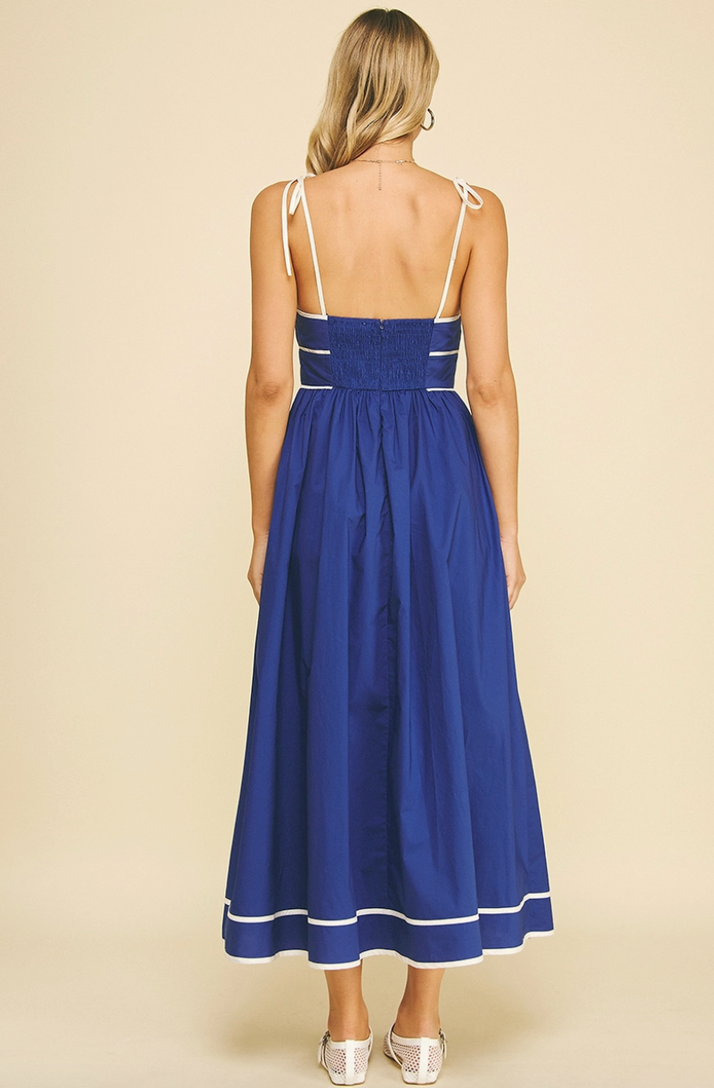 Cobalt Blue Contrast Strap Maxi Dress from Southern Sunday Boutique in Naples, FL