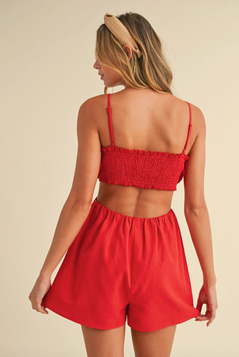 Red Romper with Flower Top