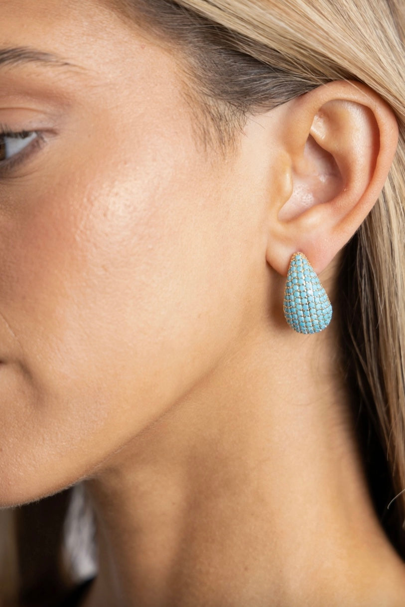 Celine CZ Turquoise Teardrop Earring from Southern Sunday Boutique in Naples, FL