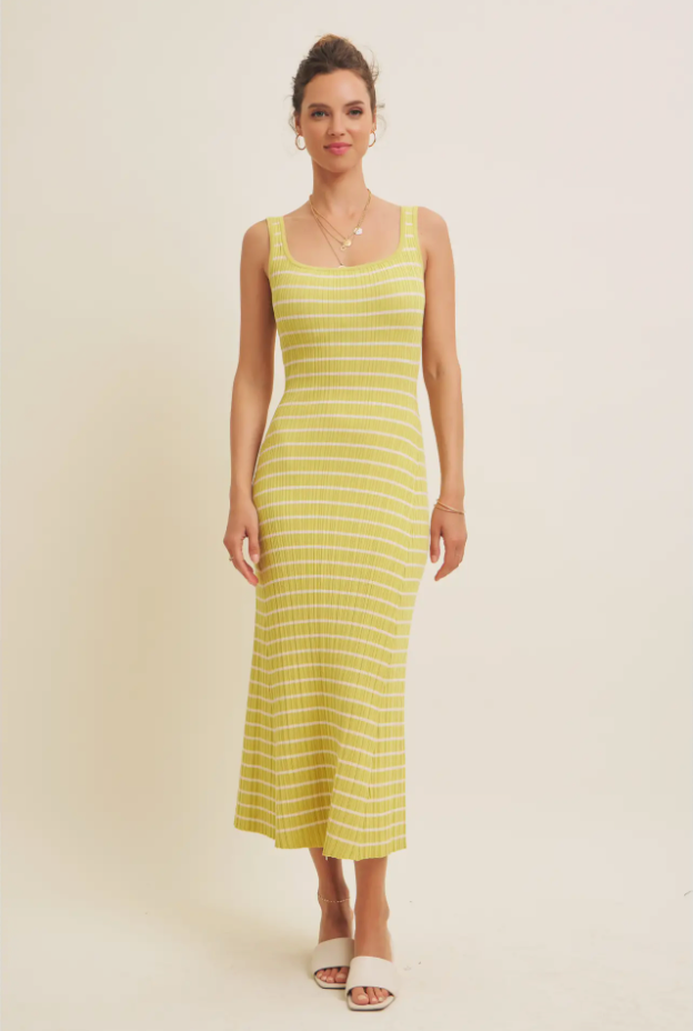 Lime Ribbed Fit & Flare Midi Dress for Fall Southern Sunday Lime Ribbed Fit & Flare Midi Dress for Fall Southern Sunday