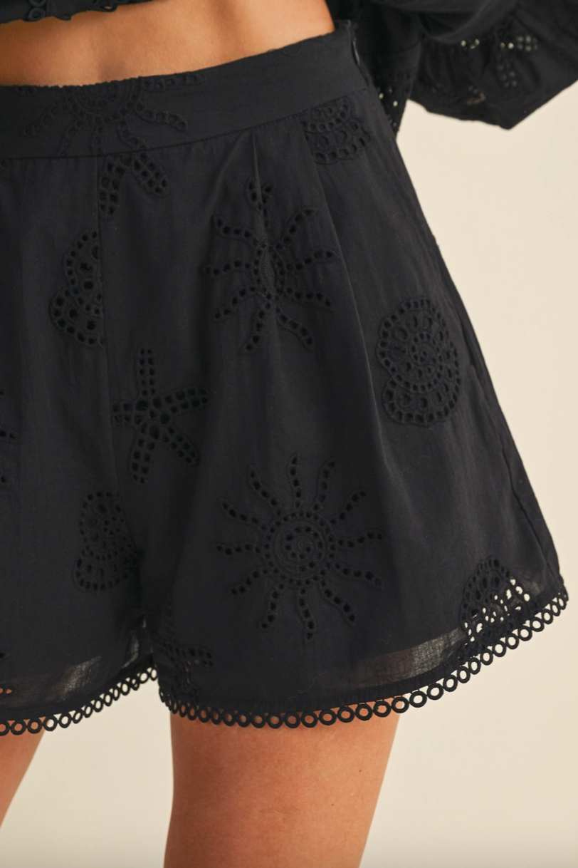 Black Coastal Eyelet Blouse & Shorts Set from Southern Sunday Boutique in Naples, FL