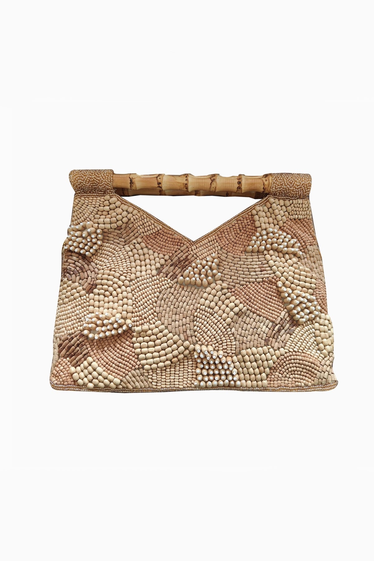 Natural Beaded Clutch with Bamboo Handle from Southern Sunday Boutique in Naples, FL