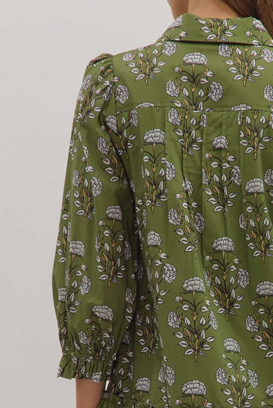 Ivy Green Floral Mini Dress from Southern Sunday Boutique in Naples, FL