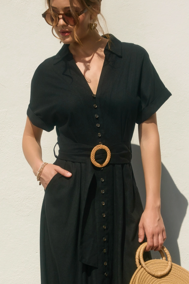 Black Belted Maxi Dress from Southern Sunday Boutique in Naples, FL