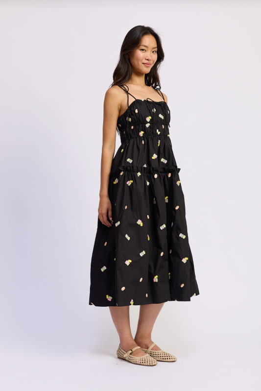 Juniper Macaron Embroidered Midi Dress by En Saison at Southern Sunday Boutique in Naples, FL