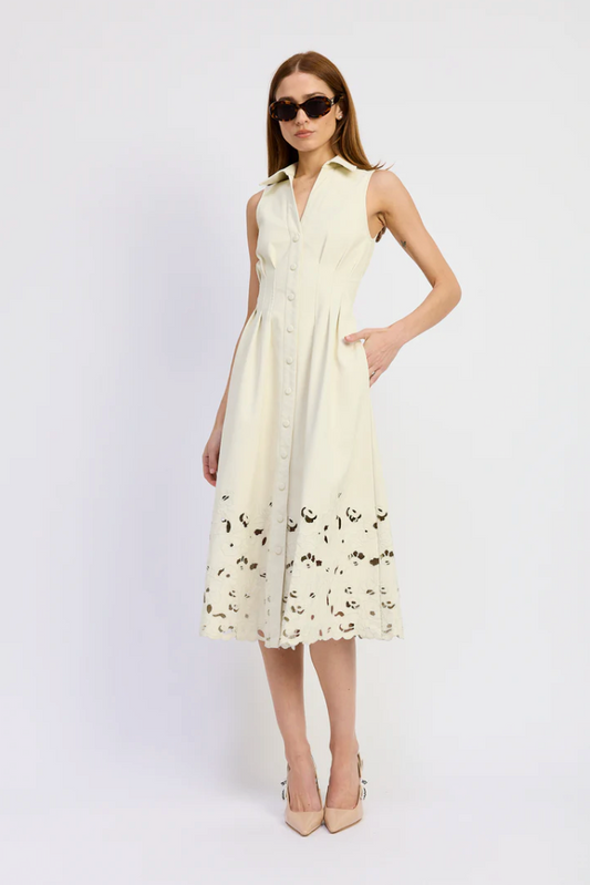 Alitzel Button Up Floral Embroidered Dress from Southern Sunday Boutique in Naples, FL