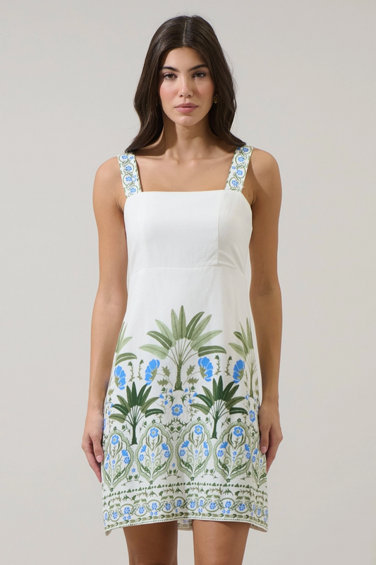 White Tropical Floral Mini Dress from Southern Sunday Boutique in Naples, FL