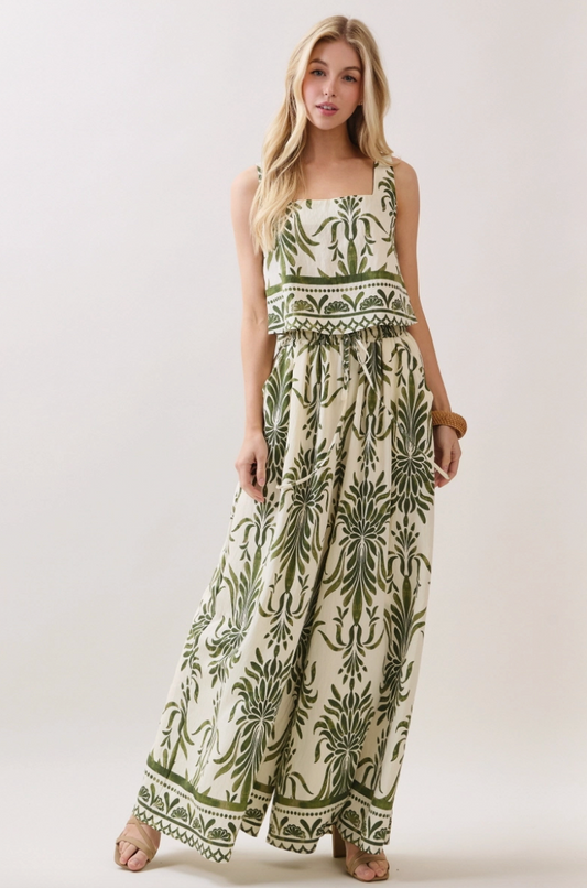 Palm Border Print Tank and Pants Set from Southern Sunday Boutique in Naples, FL