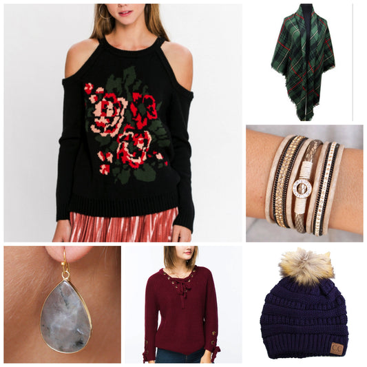 Holiday Gift Guide - Southern Sunday's top ideas for the holiday season.  Sweaters, accessories, jewelry and everything your friends and family will love! Ladies apparel and accessories at affordable pricepoints from the boutique that gives back!