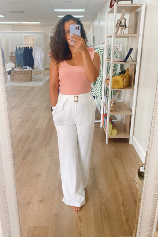 White Linen Wide Leg Pants from Southern Sunday