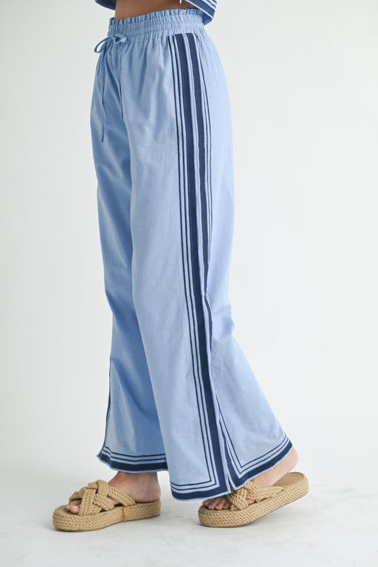 Periwinkle & Navy Linen Top & Pants Set from Southern Sunday Boutique in Naples, FL