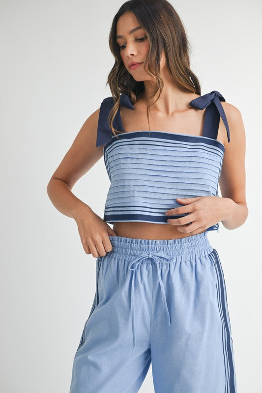 Periwinkle & Navy Linen Top & Pants Set from Southern Sunday Boutique in Naples, FL