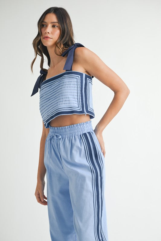 Periwinkle & Navy Linen Top & Pants Set from Southern Sunday Boutique in Naples, FL