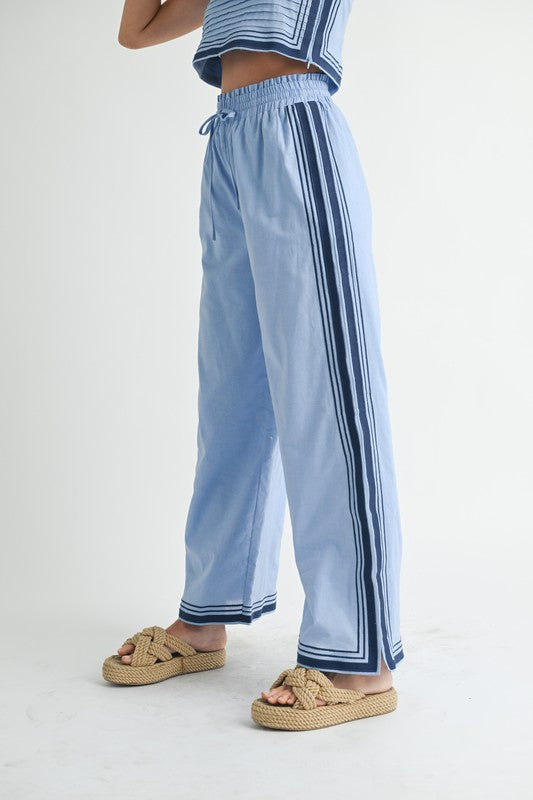 Periwinkle & Navy Linen Top & Pants Set from Southern Sunday Boutique in Naples, FL