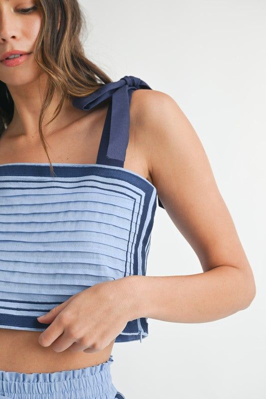 Periwinkle & Navy Linen Top & Pants Set from Southern Sunday Boutique in Naples, FL