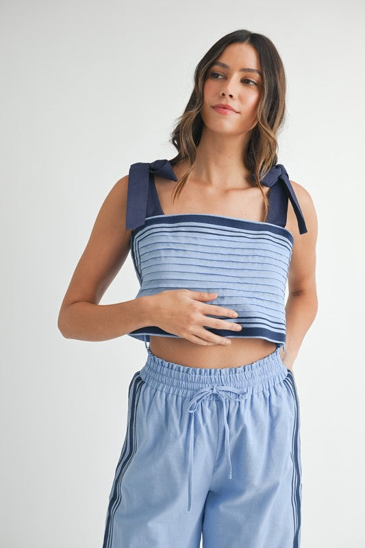 Periwinkle & Navy Linen Top & Pants Set from Southern Sunday Boutique in Naples, FL