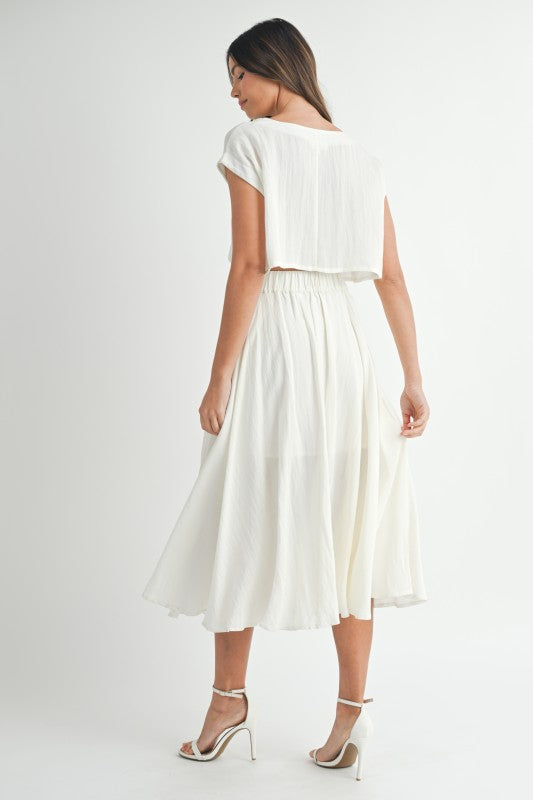 Cream Crop Top & Midi Skirt Set from Southern Sunday Boutique in Naples, FL