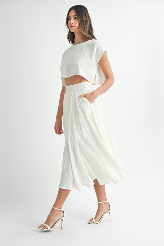 Cream Crop Top & Midi Skirt Set from Southern Sunday Boutique in Naples, FL