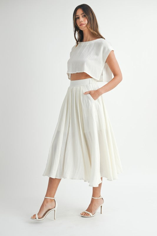 Cream Crop Top & Midi Skirt Set from Southern Sunday Boutique in Naples, FL