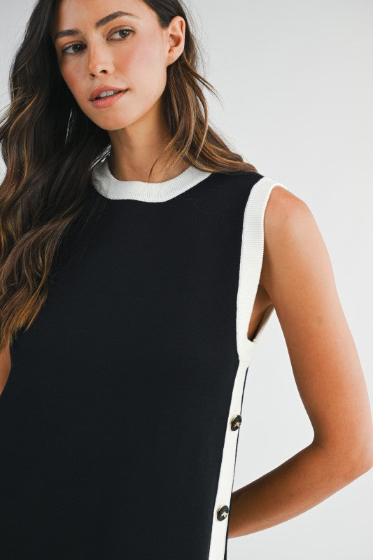 Black & White Knit Midi Dress from Southern Sunday Boutique in Naples, FL