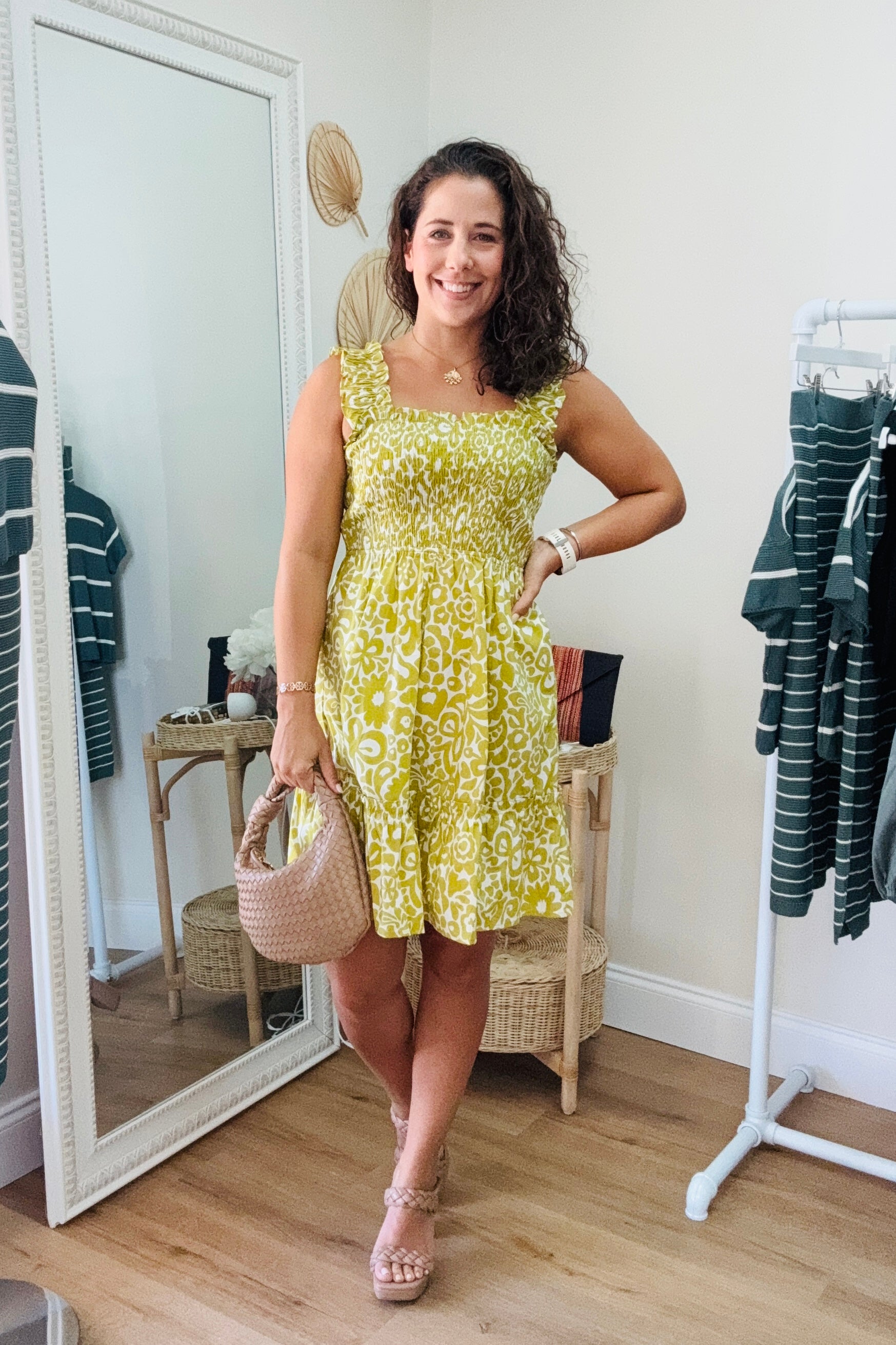 Lime Print Smocked Dress from Southern Sunday
