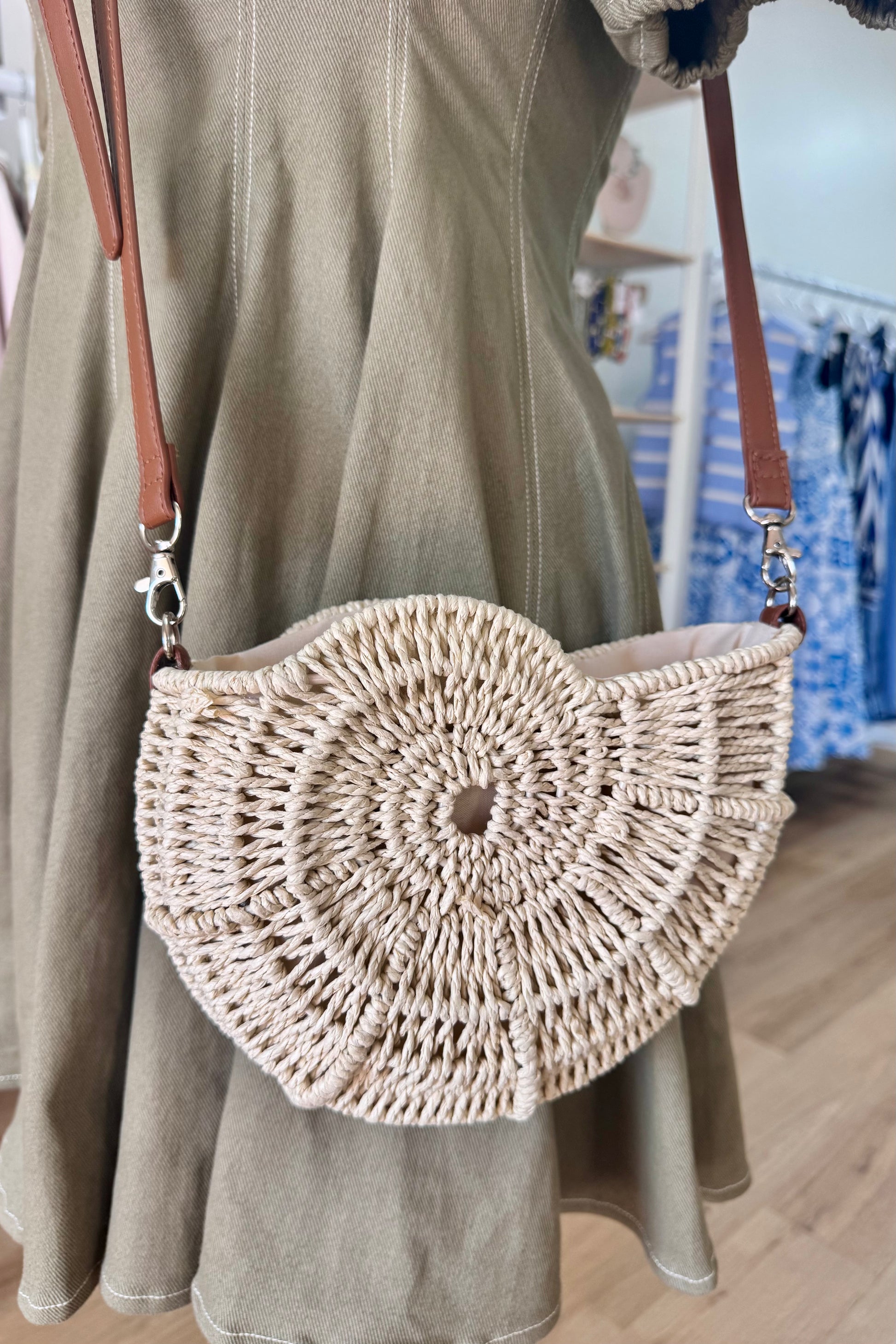 Nautilus Shell Bamboo Crossbody Bag from Southern Sunday Boutique in Naples, FL