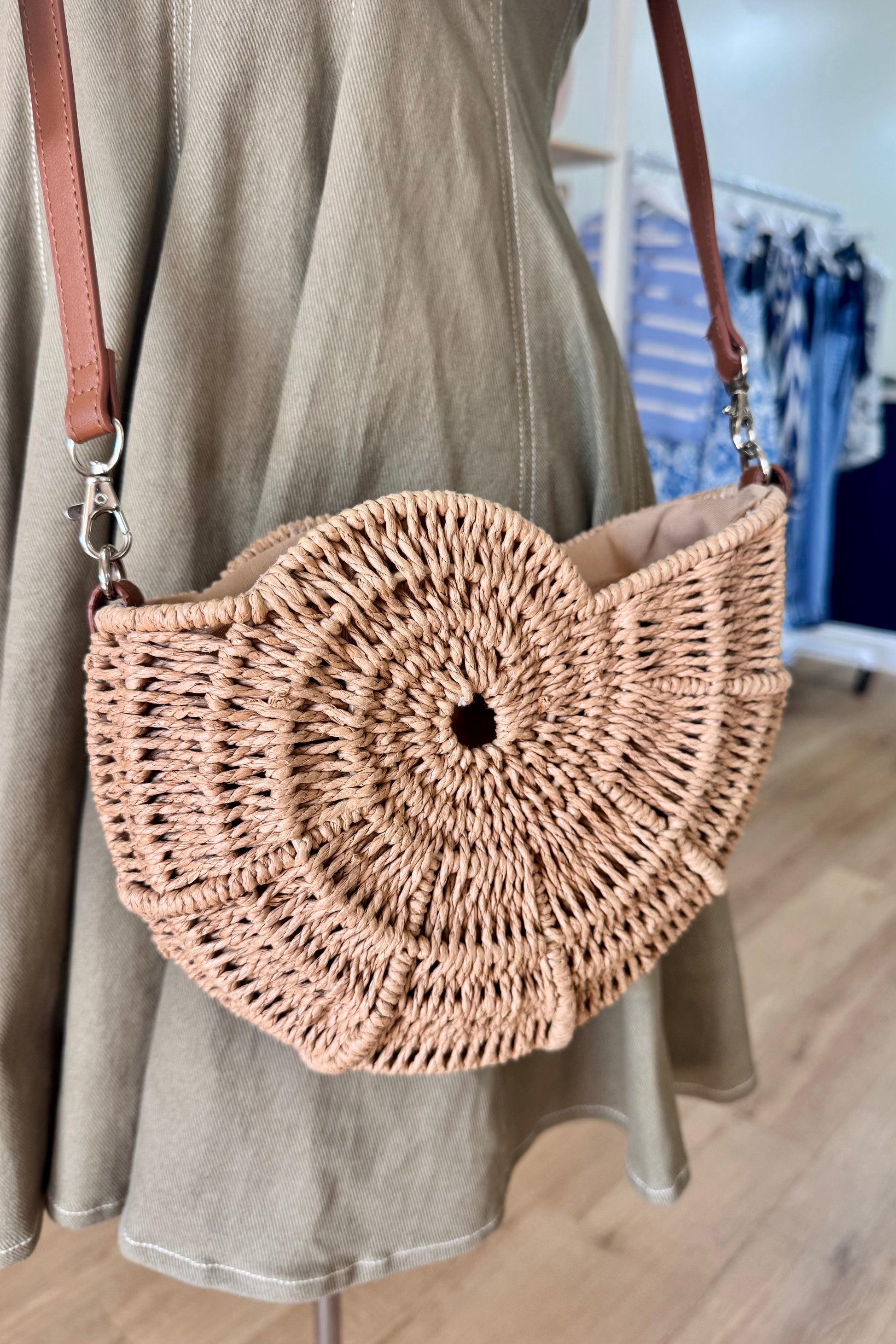 Nautilus Shell Bamboo Crossbody Bag from Southern Sunday Boutique in Naples, FL