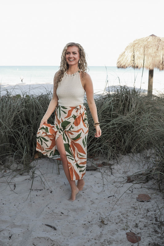 Tropical Sand Midi Wrap Skirt from Southern Sunday