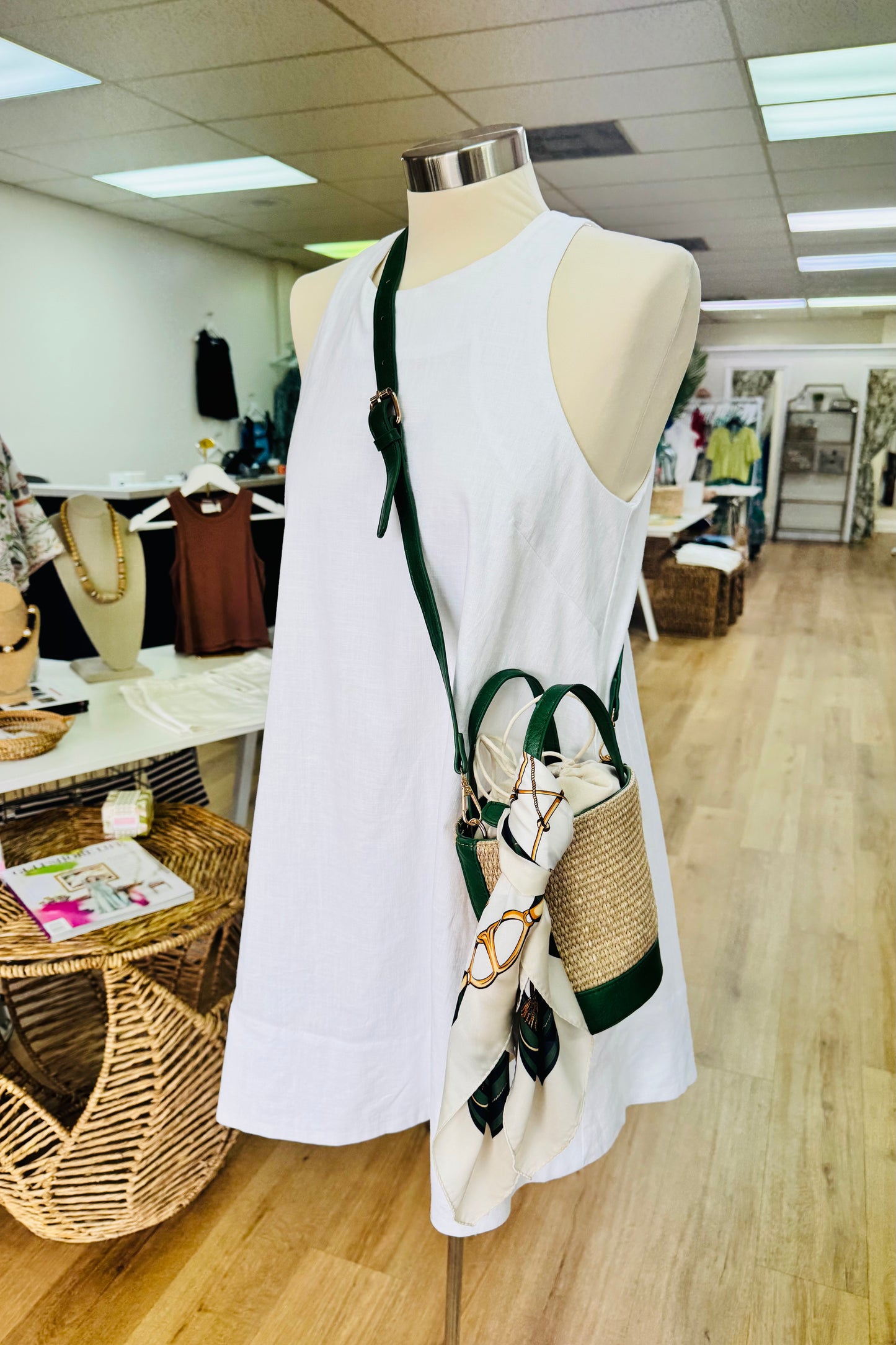 Ivory Tassel Satin Scarf from Southern Sunday Boutique in Naples, FL.