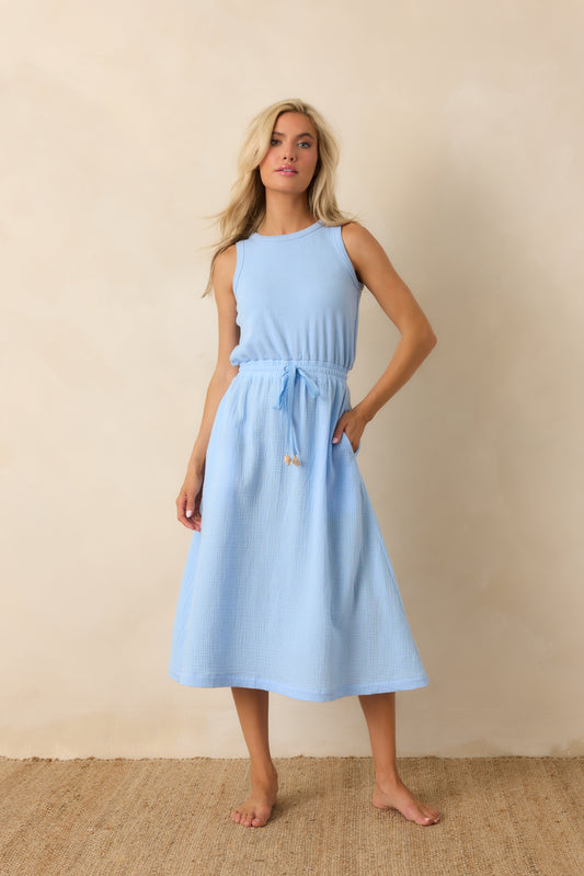 Bonita Beach Dress in Oceana Blue from Paradisa at Southern Sunday Boutique in Naples, FL