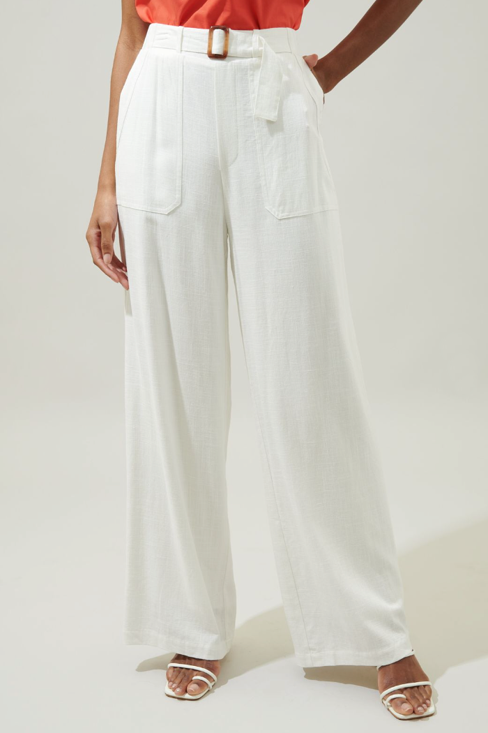 White Linen Wide Leg Pants from Southern Sunday