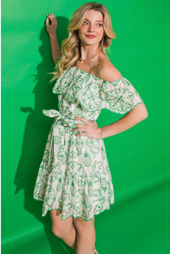 Green & White Eyelet Dress from Southern Sunday
