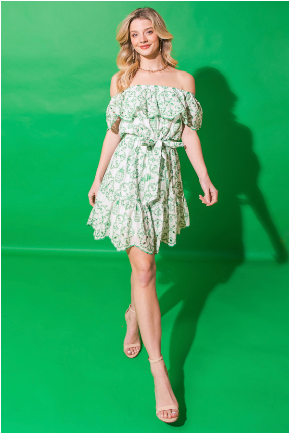 Green & White Eyelet Dress from Southern Sunday