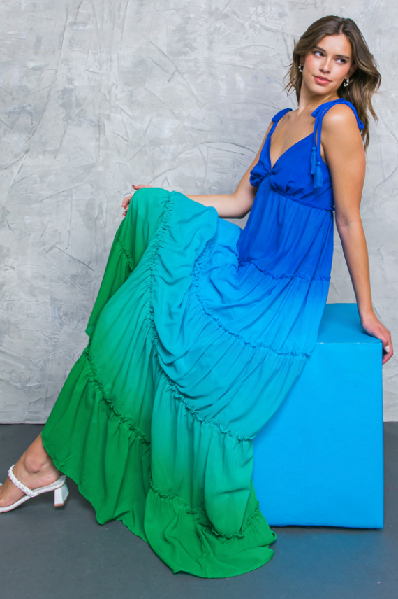 Blue to Green Ombre Maxi Dress from Southern Sunday