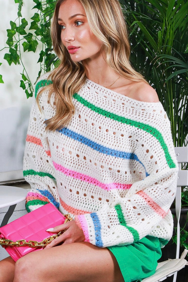 Colorful Crochet Stripe Sweater from Southern Sunday