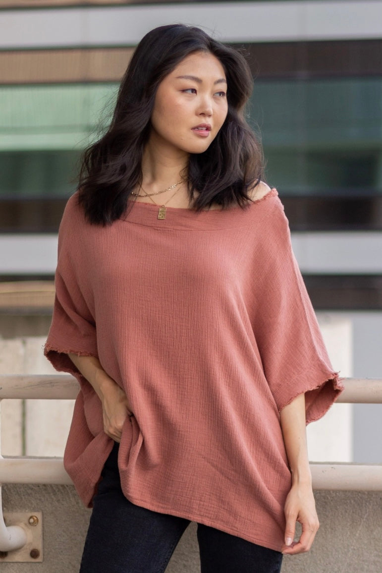 Maple Raw Edge Poncho Top from Southern Sunday