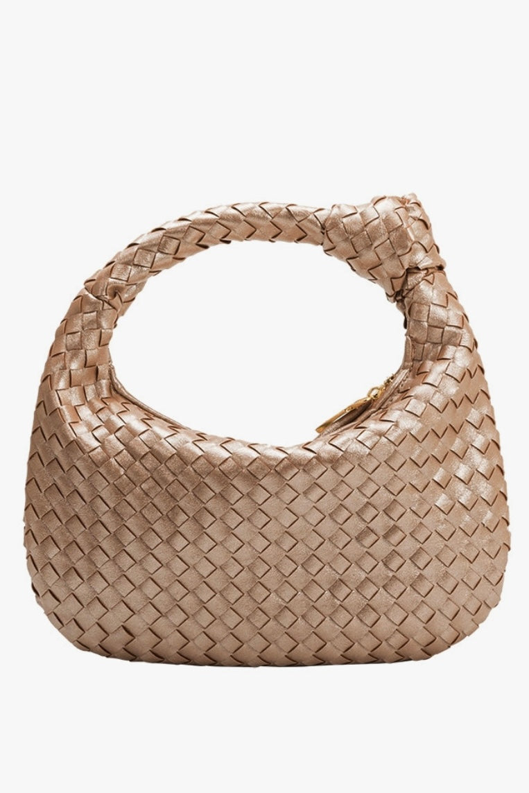 Champagne Woven Knot Handle Bag from Southern Sunday