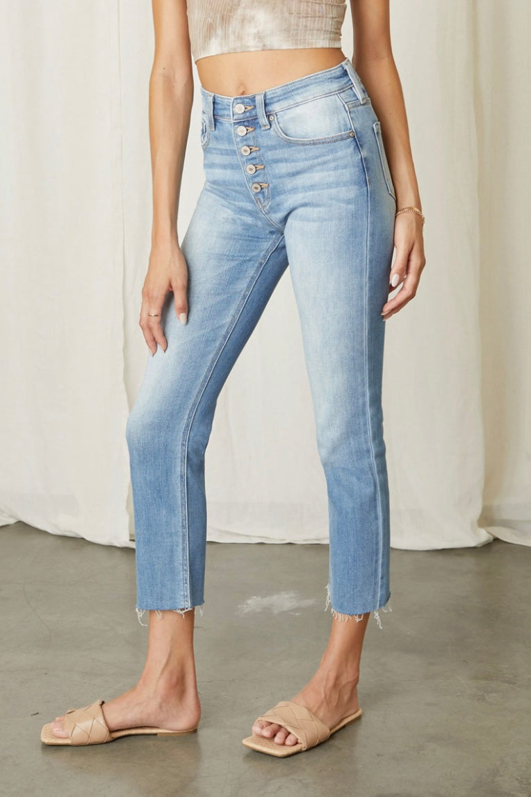 KanCan Light Wash High Rise Distressed Straight Leg Jean from Southern Sunday