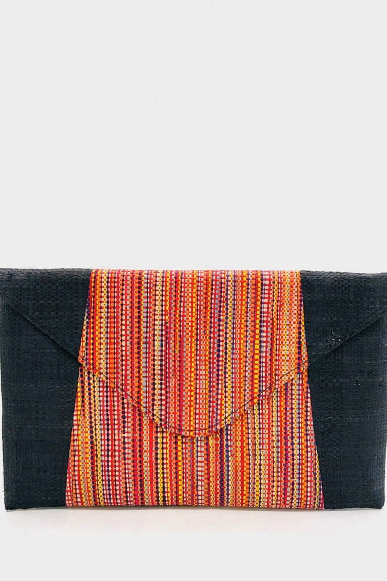Black Multi-Color Straw Clutch from Southern Sunday