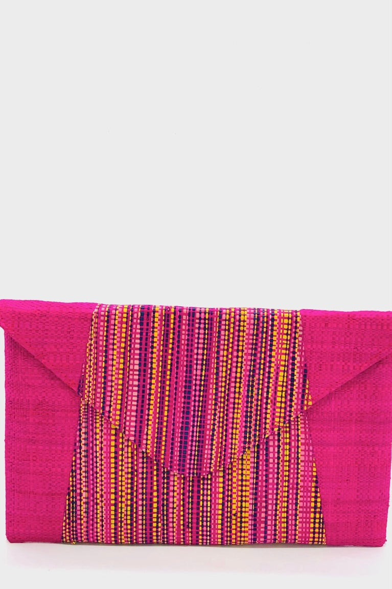 Pink Multi-Color Straw Clutch from Southern Sunday