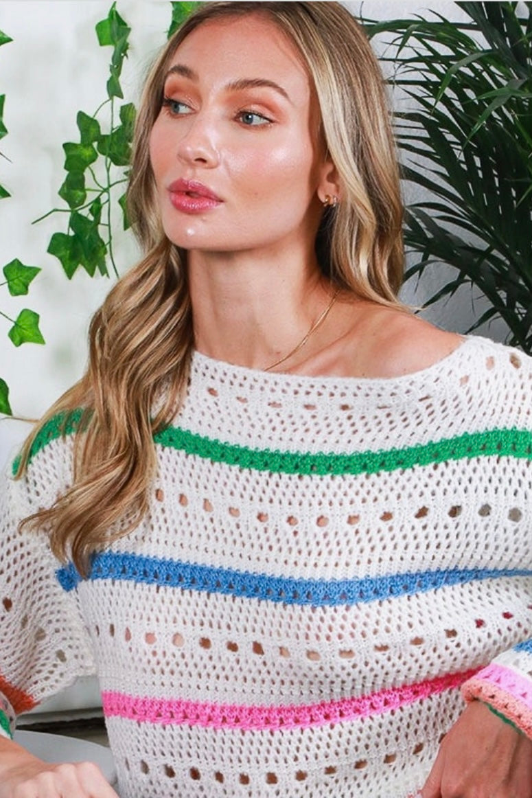 Colorful Crochet Stripe Sweater from Southern Sunday